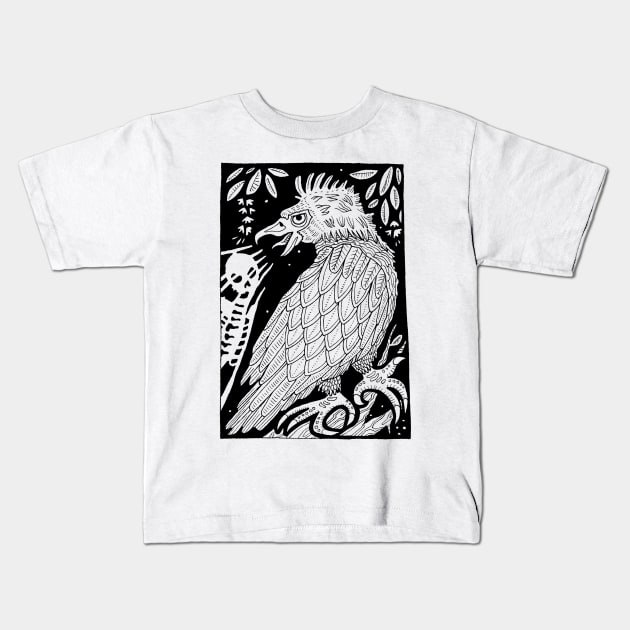 Devil Bird Bestiary Art Kids T-Shirt by Ballyraven